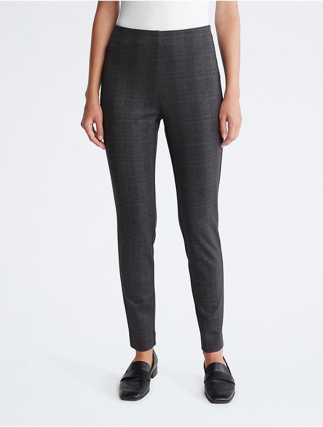 Calvin Klein Womens Plaid Ponte Skinny Pants - Grey - XL Product Image