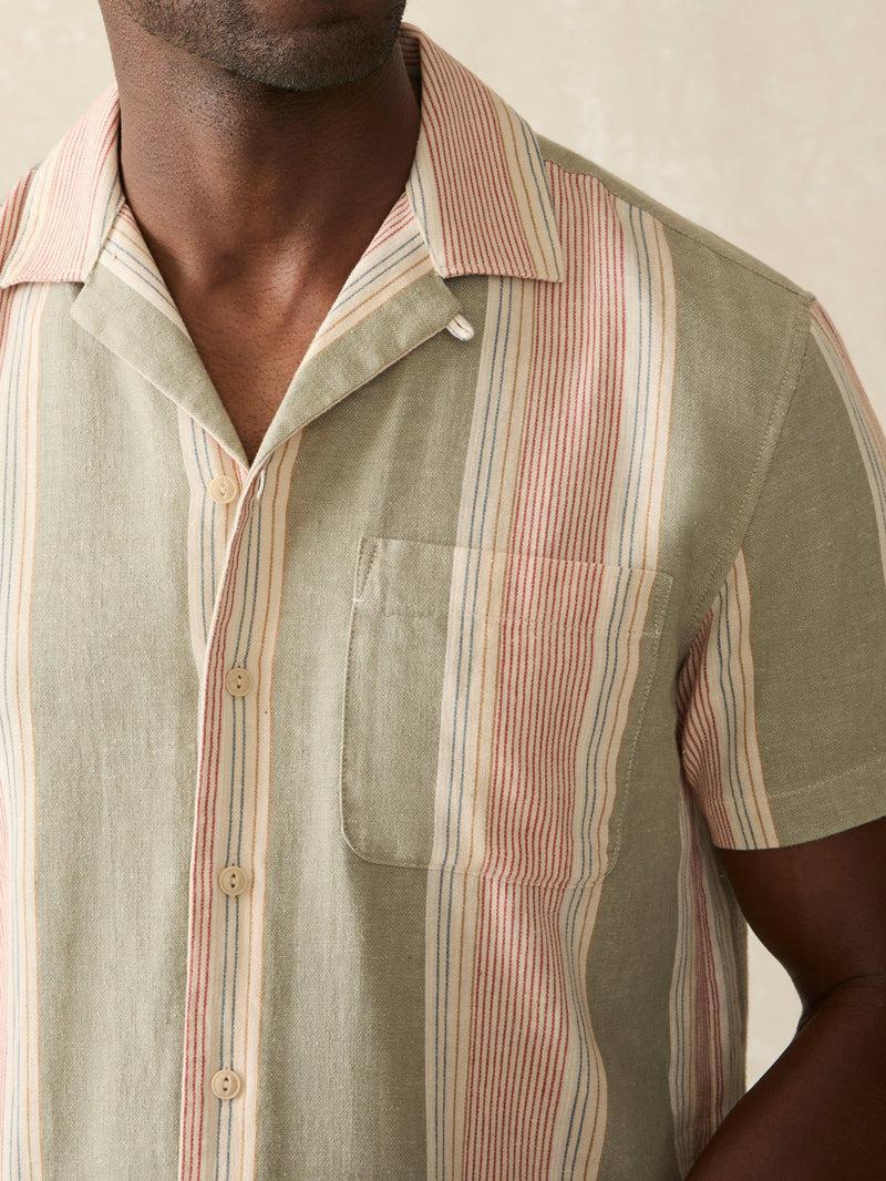 Short-Sleeve Hemp Blend Camp Shirt - Forest Isle Stripe Product Image