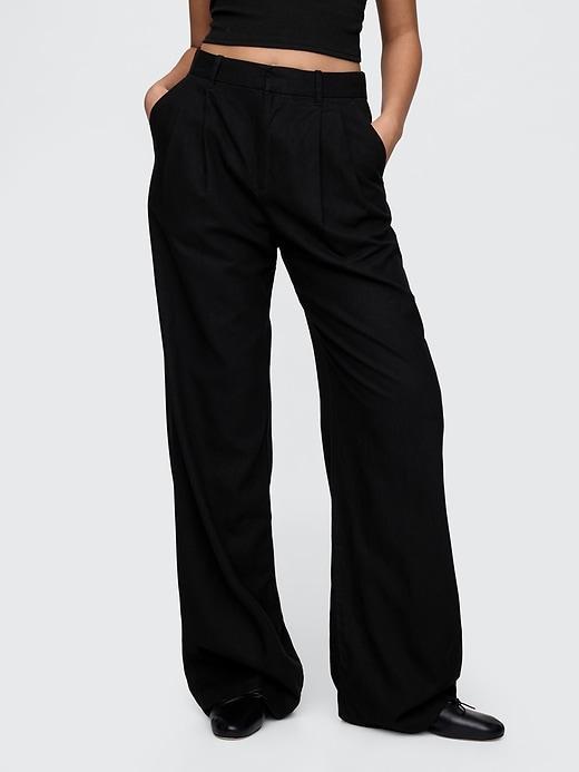 365 High Rise Linen-Blend Trousers Product Image