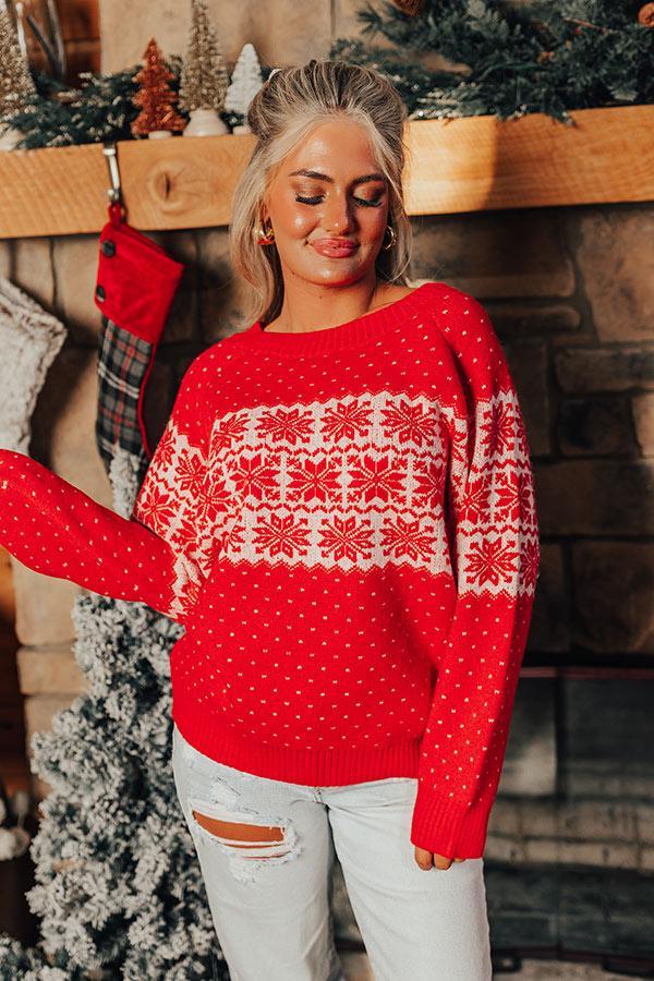 First Snow Feels Knit Sweater in Red Product Image