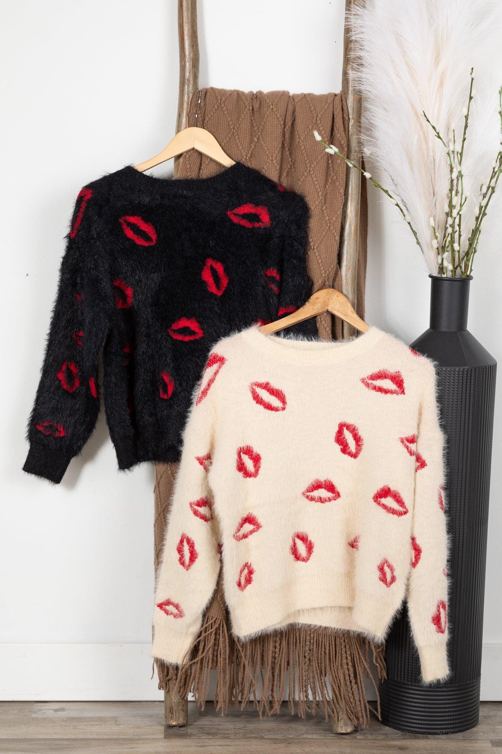 Eyelash Lips Intarsia Sweater Product Image