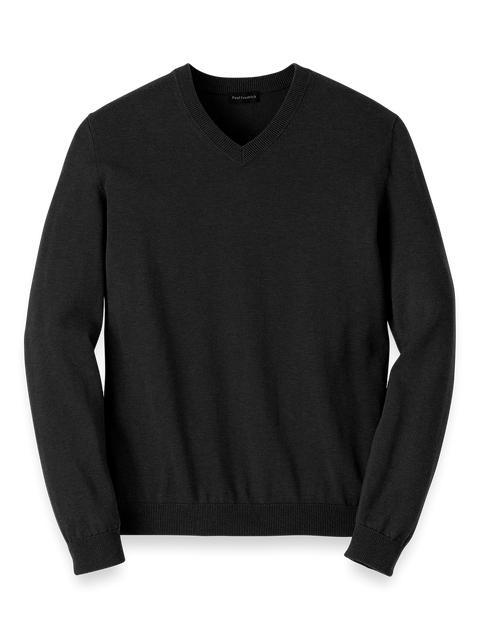 Supima Cotton V-neck Sweater - Black Product Image