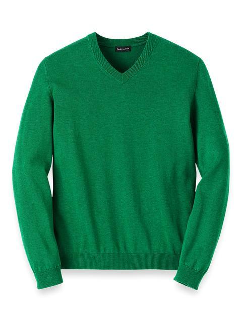 Supima Cotton V-neck Sweater - Green Product Image