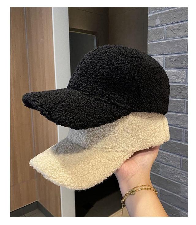 Plain  Faux Shearling Baseball Cap Product Image