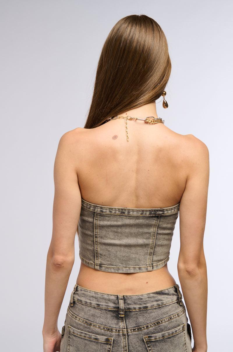 FALLING BEHIND DENIM CORSET Product Image