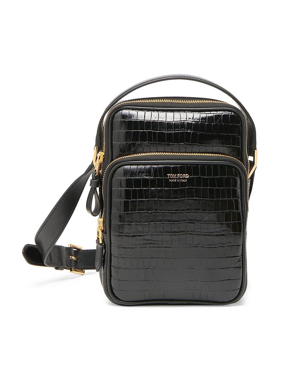 Mens Small Buckley Croc-Embossed Leather Crossbody Bag Product Image