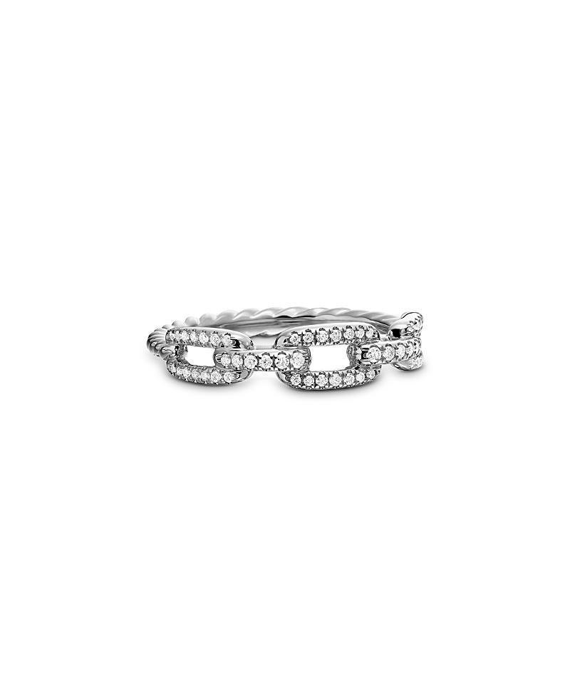 Womens Stax Chain Link Ring in 18K White Gold with Pav Diamonds Product Image