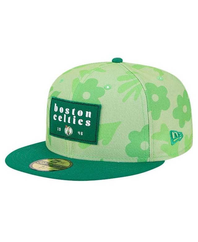 New Era Mens Kelly-Green Boston Celtics Palm Fronds 2-Tone 59FIFTY Fitted Hat Product Image