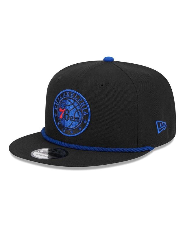 Mens New Era Black Philadelphia 76ers Back Laurels 9FIFTY Snapback Hat Product Image