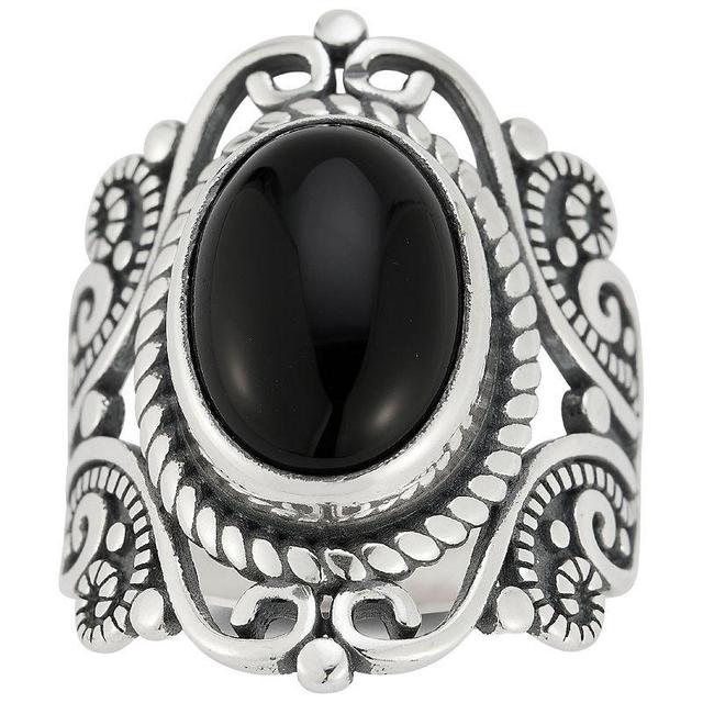 Sunkissed Sterling Sterling Silver Oxidized Oval Black Onyx Ring, Womens Silver Tone Product Image