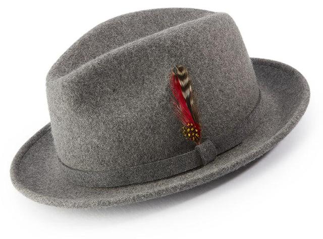 Gray Dress Hat Center Crease Stingy Snap Brim Product Image