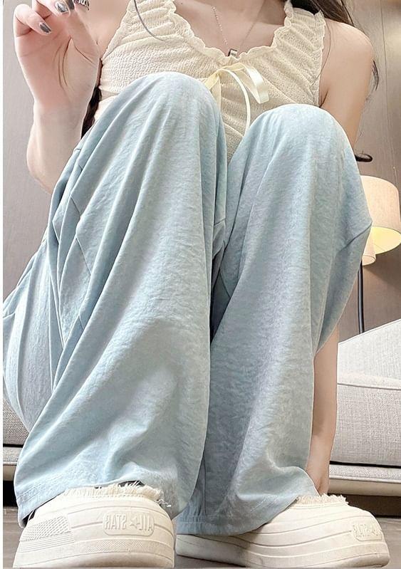 High Rise Plain Wide Leg Sweatpants Product Image