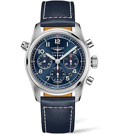 Longines Spirit Automatic Chronograph Leather Strap Watch, 42mm Product Image