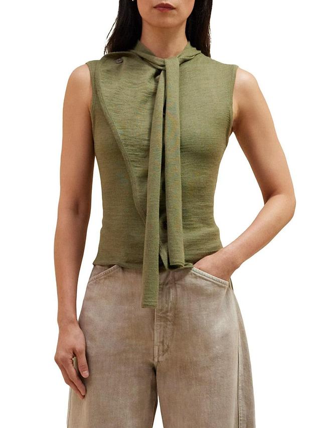 Womens Asymmetric Wool-Blend Sleeveless Cardigan Product Image