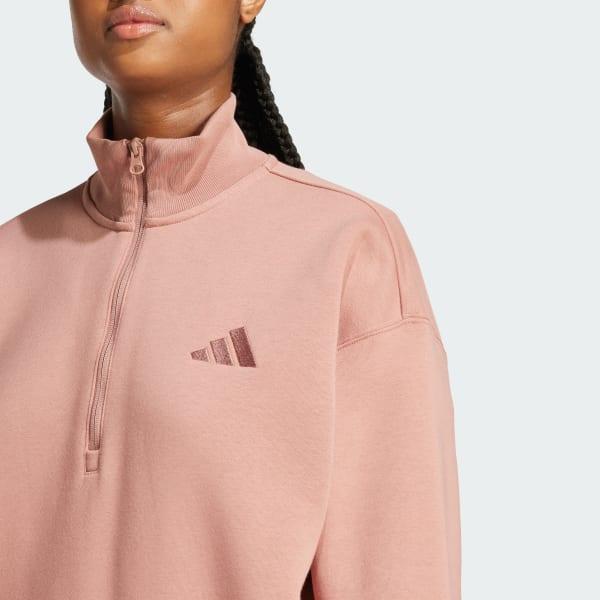 adidas ALL SZN Fleece Loose Quarter-Zip Sweatshirt Black L Womens Product Image