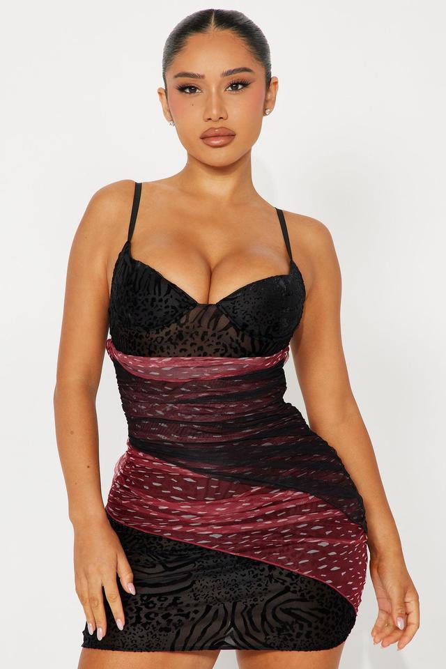 Wildin' Out Mesh Mini Dress - Black/combo Product Image