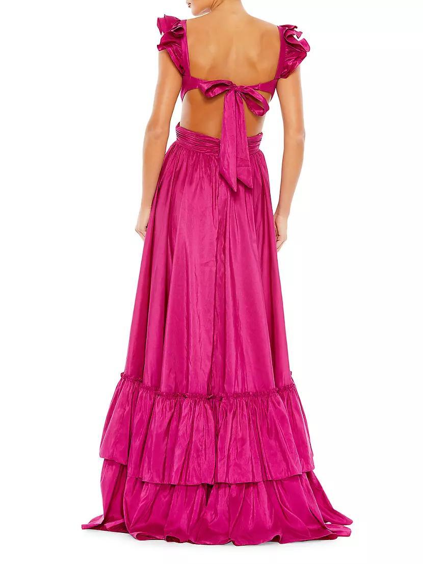 Ieena Cut-Out Ruffled Satin Gown Product Image