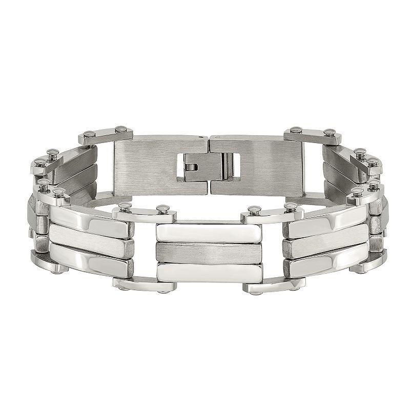 Mens Stainless Steel Link Bracelet White Product Image