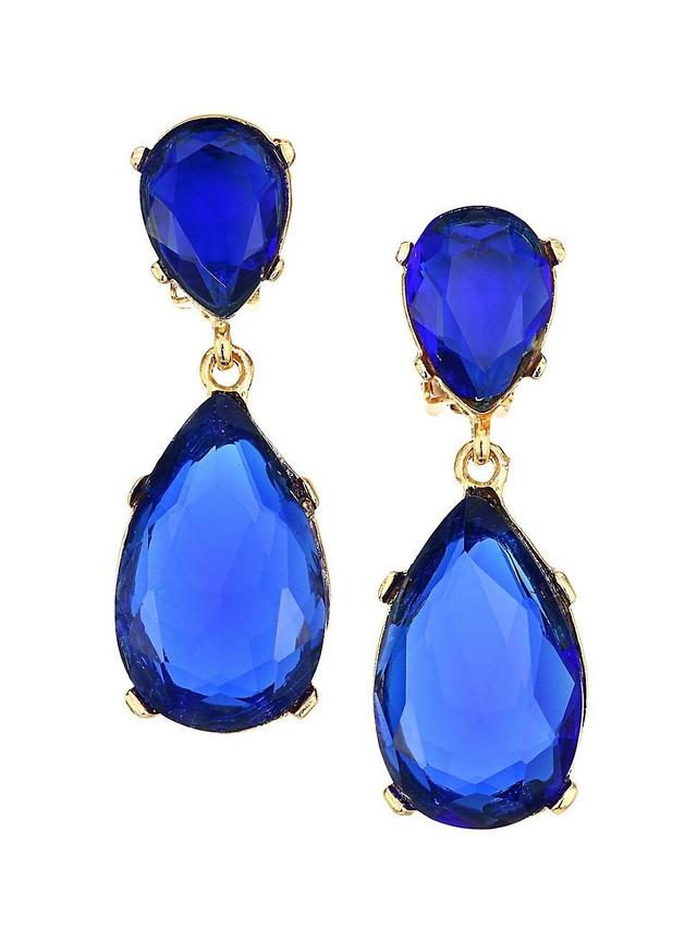 Womens Sapphire-Color Crystal Double-Teardrop Earrings Product Image