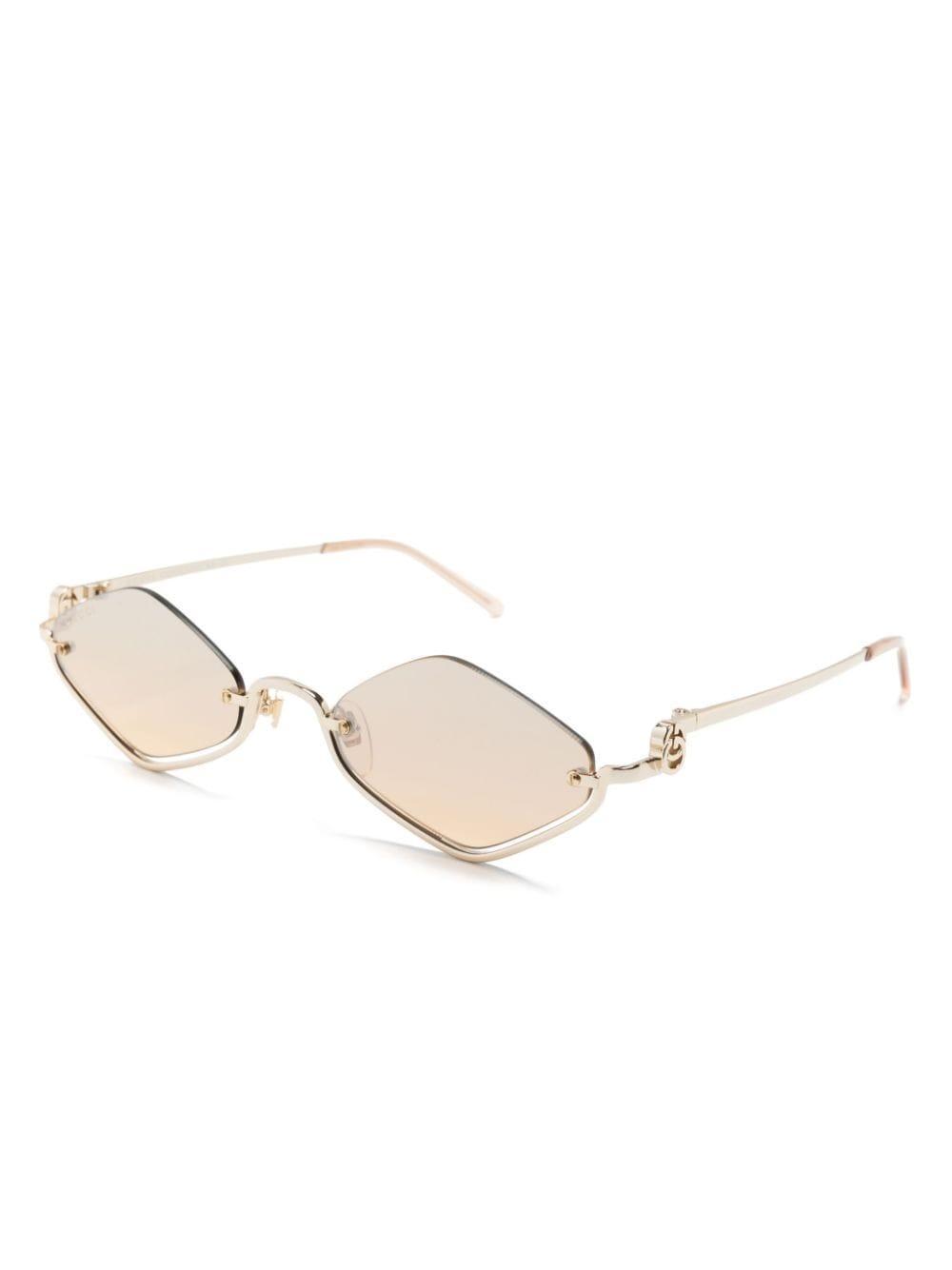 Half-rim Geometric-frame Sunglasses In Gold Product Image