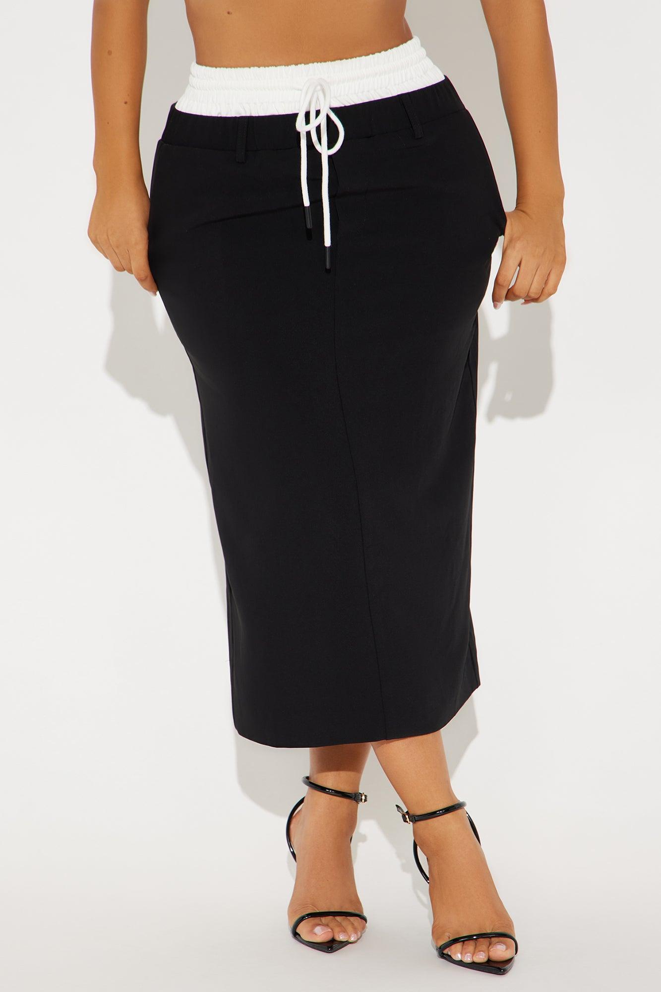 On My Schedule Waistband Midi Skirt - Black Product Image