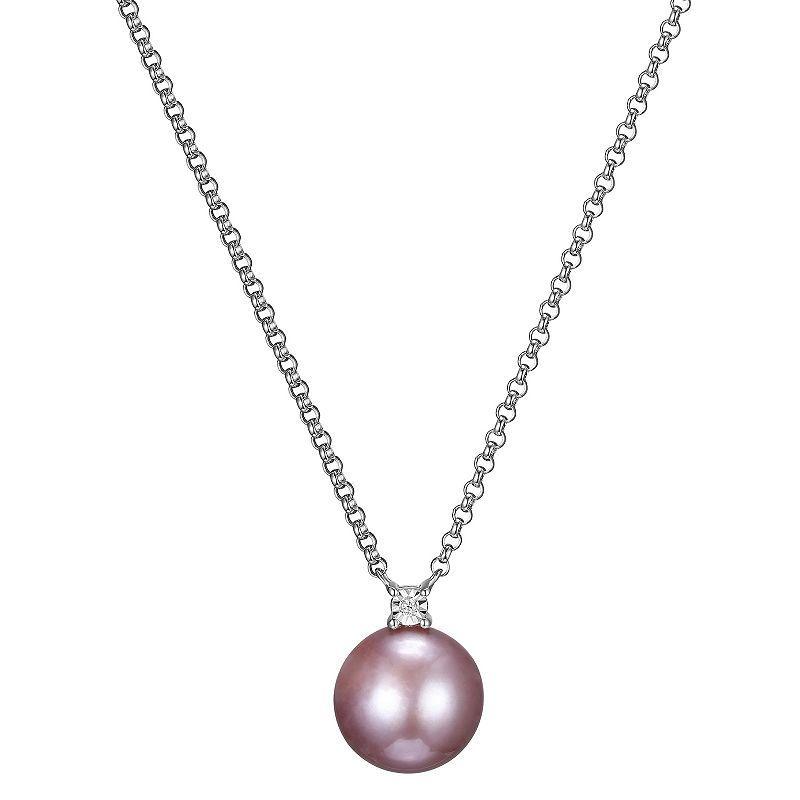 Maralux Sterling Silver Freshwater Cultured Pink Pearl & Diamond Accent Necklace, Womens Product Image