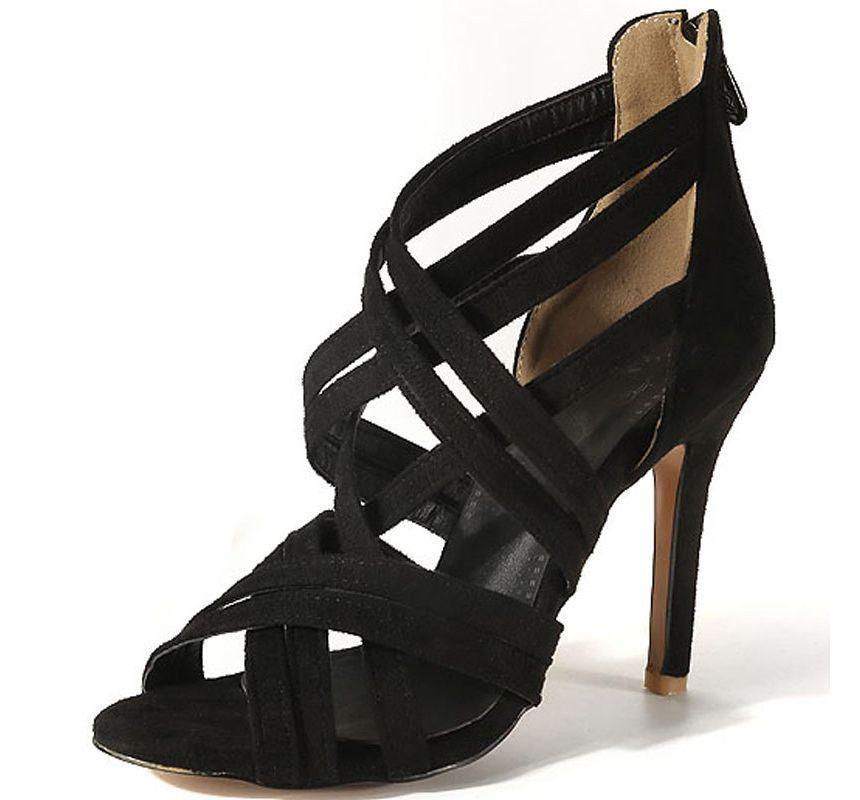 Faux Suede Strapped High Heel Sandals Product Image