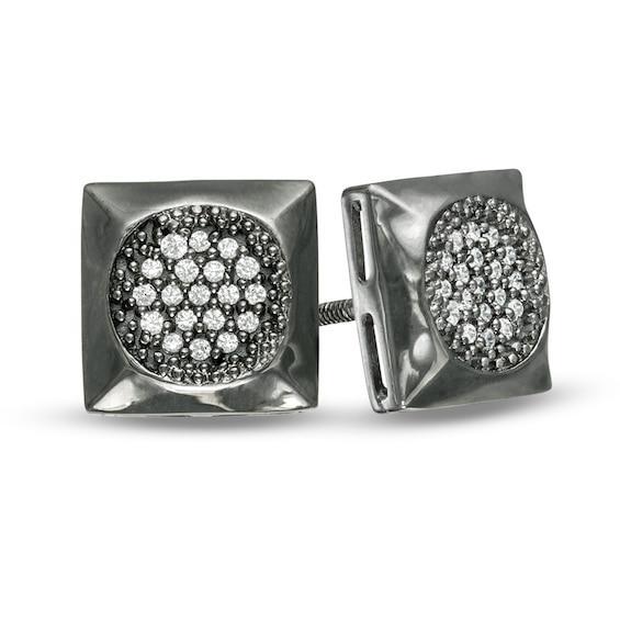 Men's 1/8 CT. T.w. Composite Diamond Square Stud Earrings in Sterling Silver with Black Rhodium Product Image