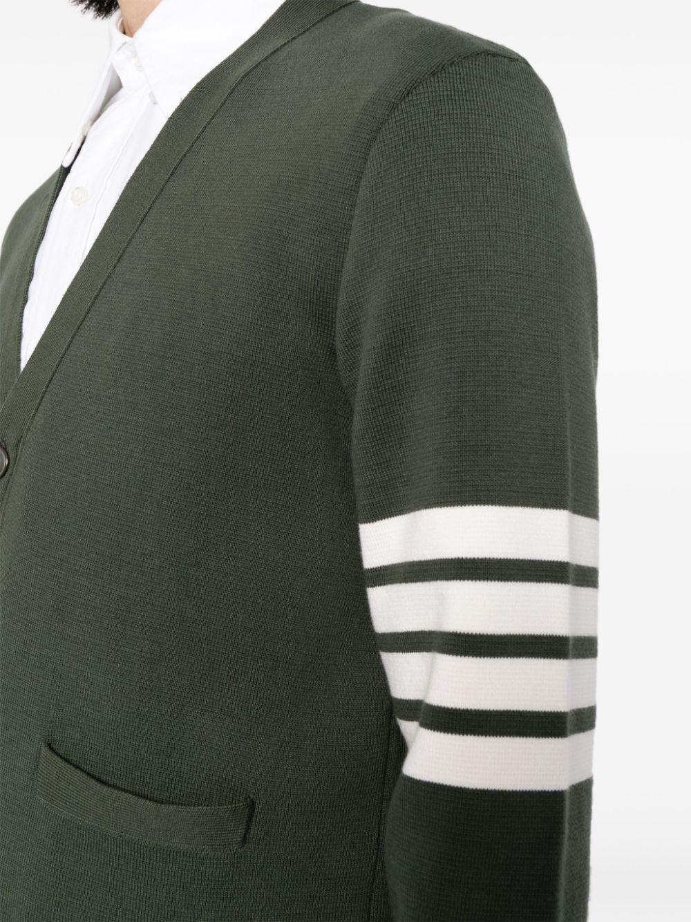 THOM BROWNE Milano Stitch V-neck Cardigan In Green Product Image