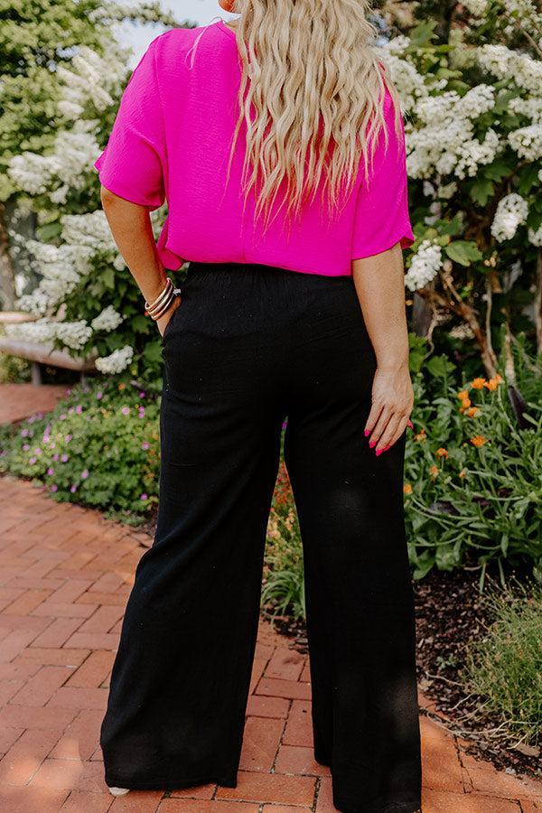 The Araceli High Waist Linen-Blend Pants in Black Curves Product Image