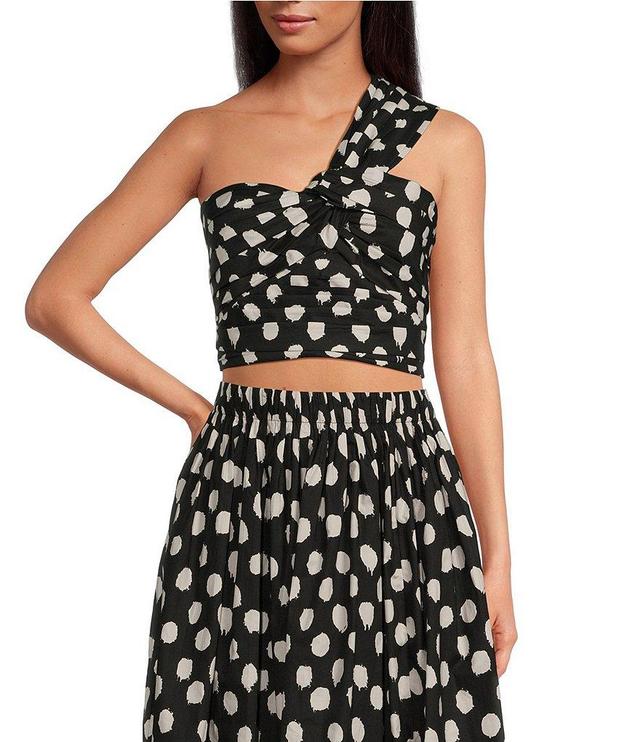 Lucy Paris Sophia Polka Dot Print One Shoulder Sleeveless Coordinating Top Product Image