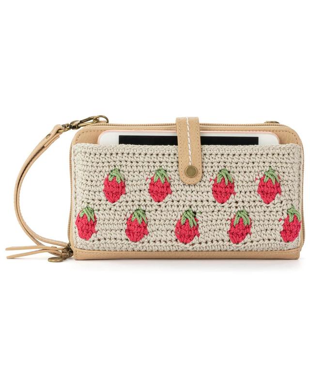 The Sak Womens Iris Crochet Convertible Smartphone Crossbody Bag - Natural Strawberries Product Image