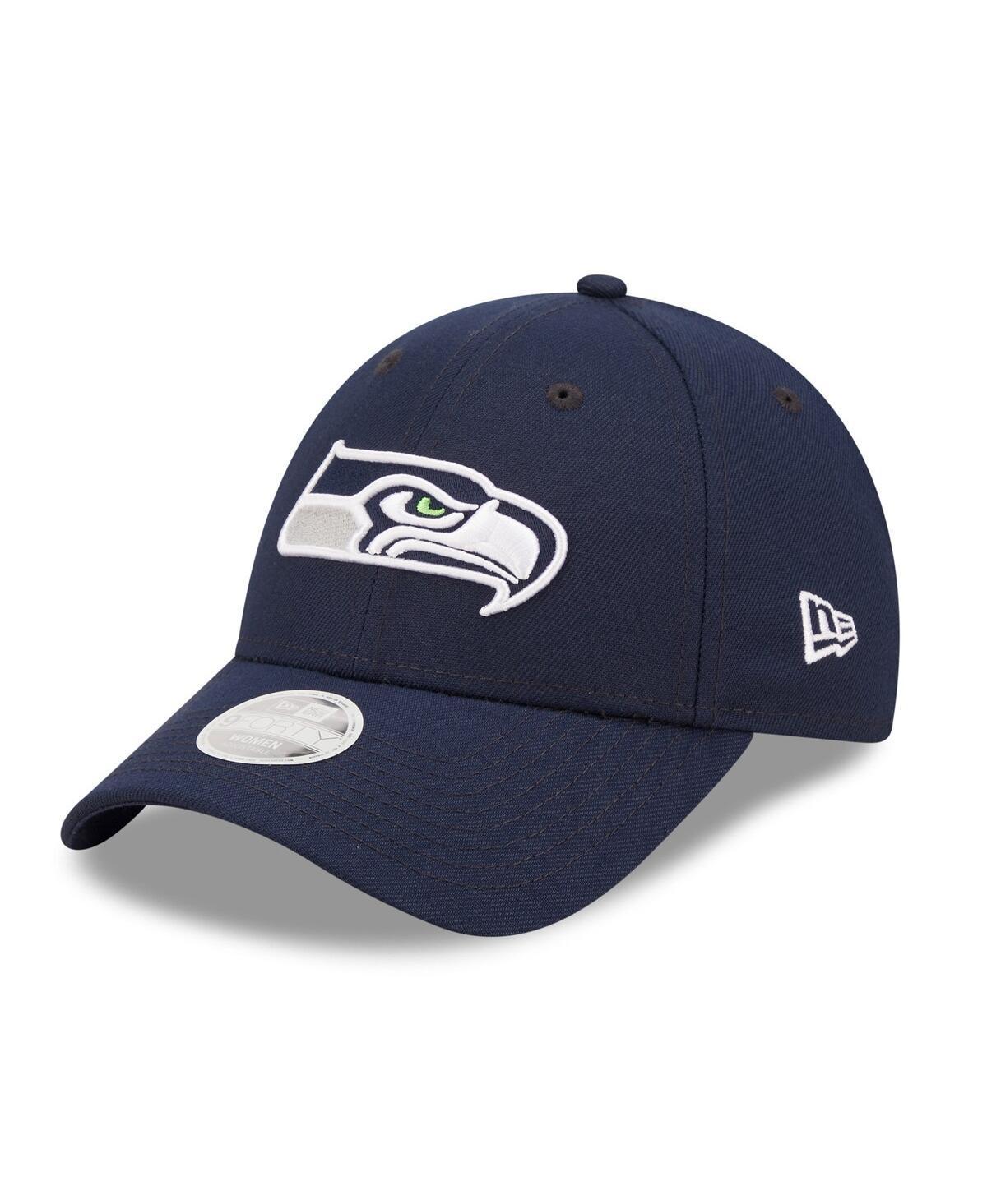 Womens New Era College Seattle Seahawks Simple 9FORTY Adjustable Hat, Blue Product Image