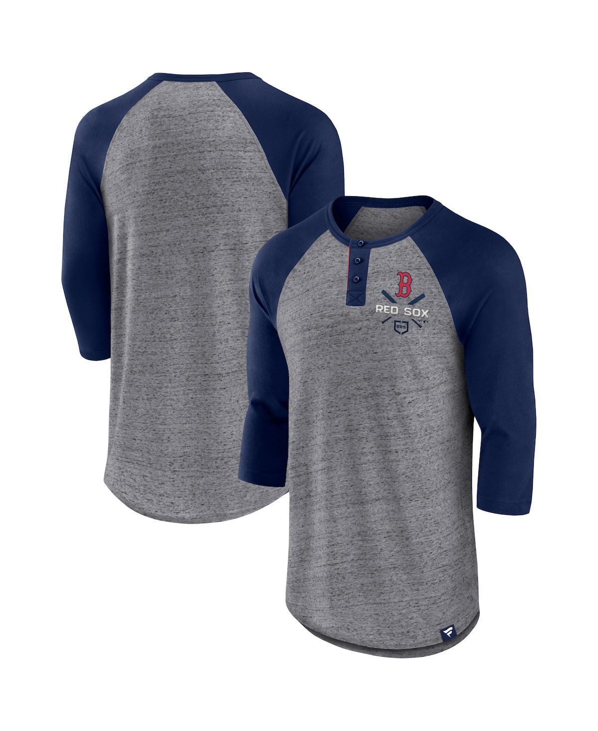 Mens Fanatics Branded Heathered Gray/Black Chicago White Sox Iconic Above Heat Speckled Raglan Henley 3/4 Sleeve T-Shirt Product Image