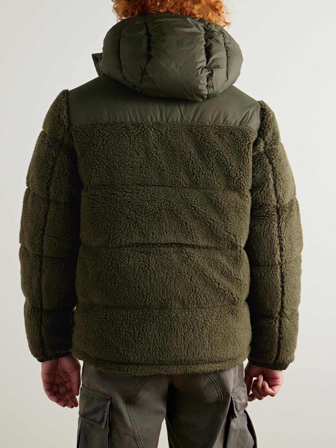 Fleece Down Jacket With Logo In Green Product Image