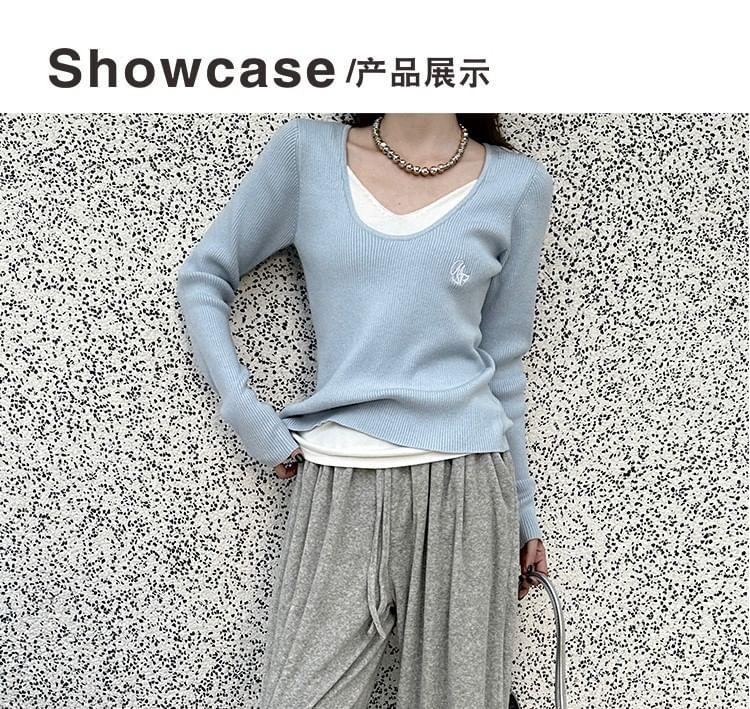 Drawstring Waist Plain Wide Leg Pants Product Image