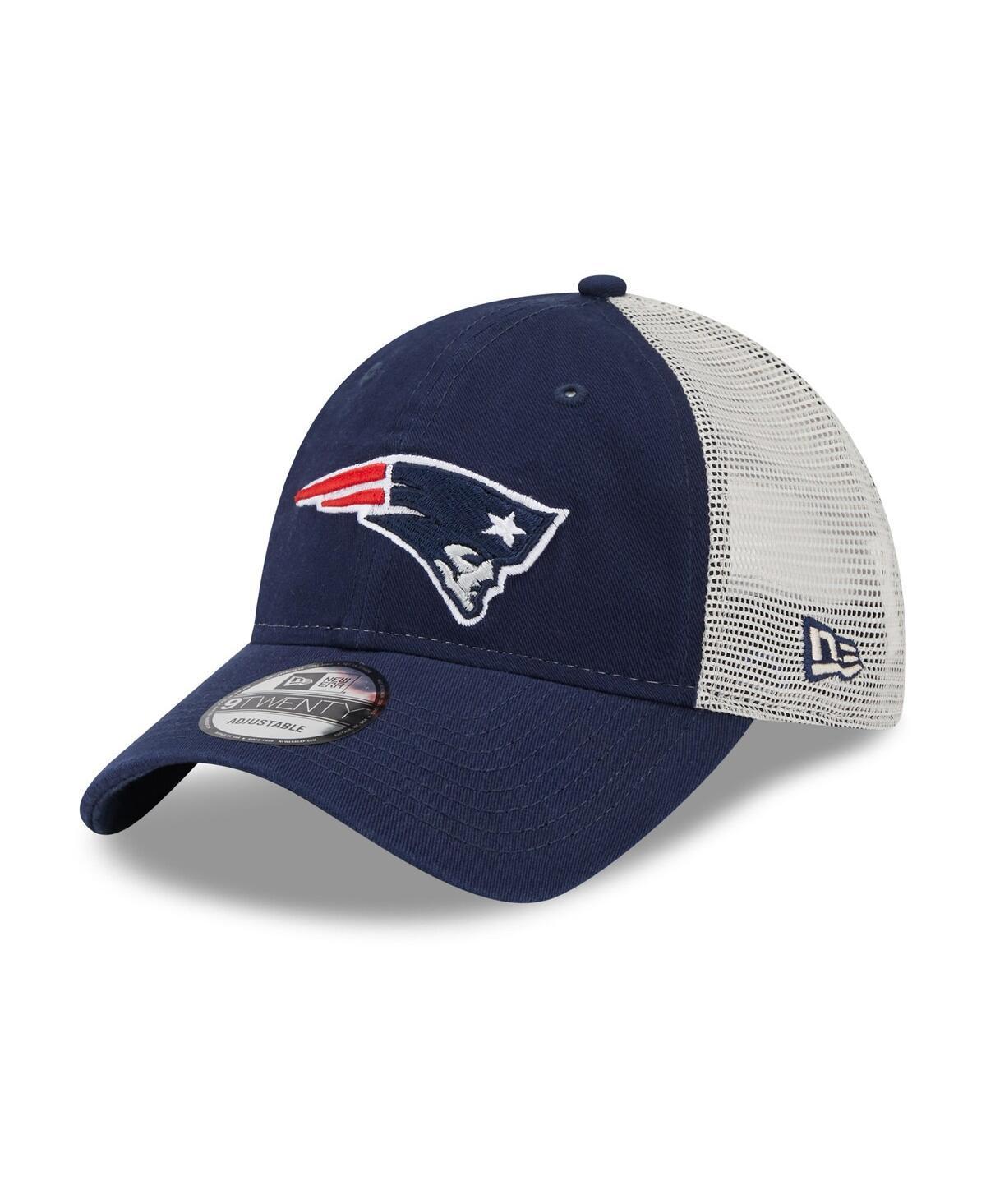 Mens New Era /Natural New England Patriots Loyal 9TWENTY Trucker Snapback Hat, Blue Product Image