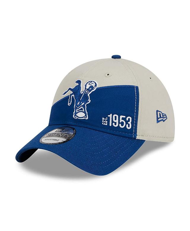 Mens New Era Cream/Royal Indianapolis Colts 2023 Sideline Historic 9TWENTY Adjustable Hat Product Image