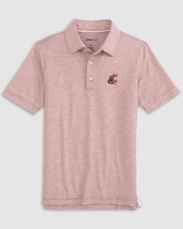 johnnie-O Washington State Lyndonn Jr. Striped Jersey Performance Polo Product Image