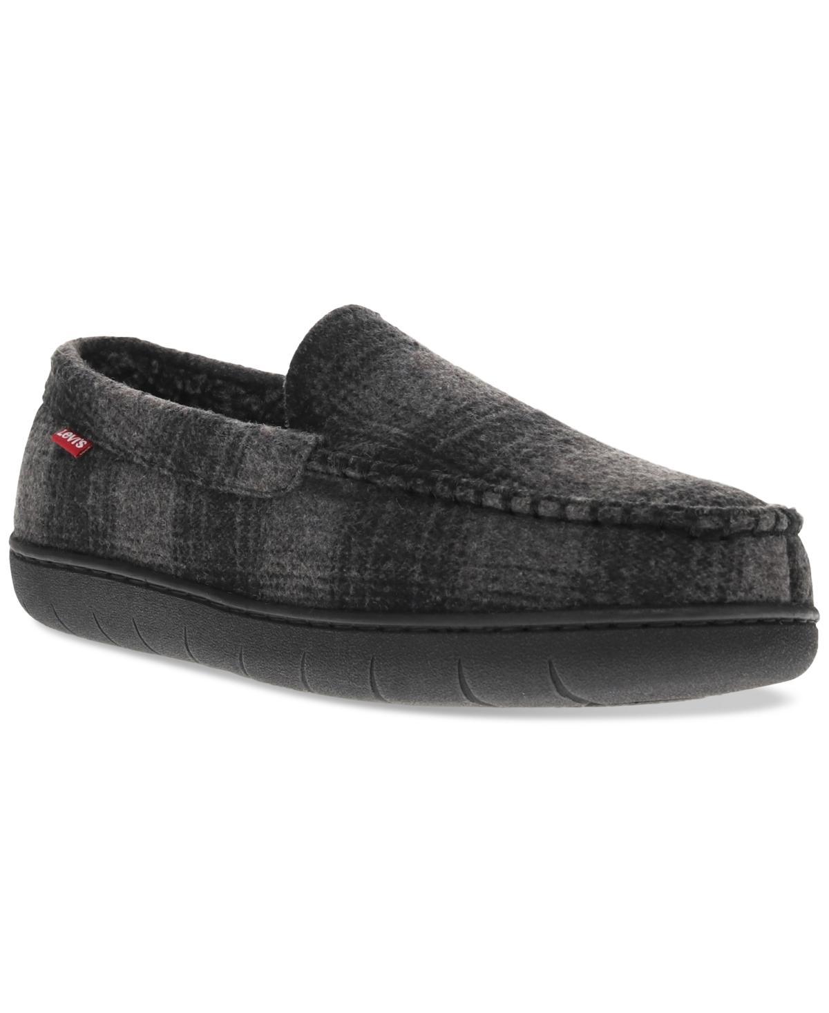 Levis Mens Fields Buffalo Plaid Slippers - Black Product Image