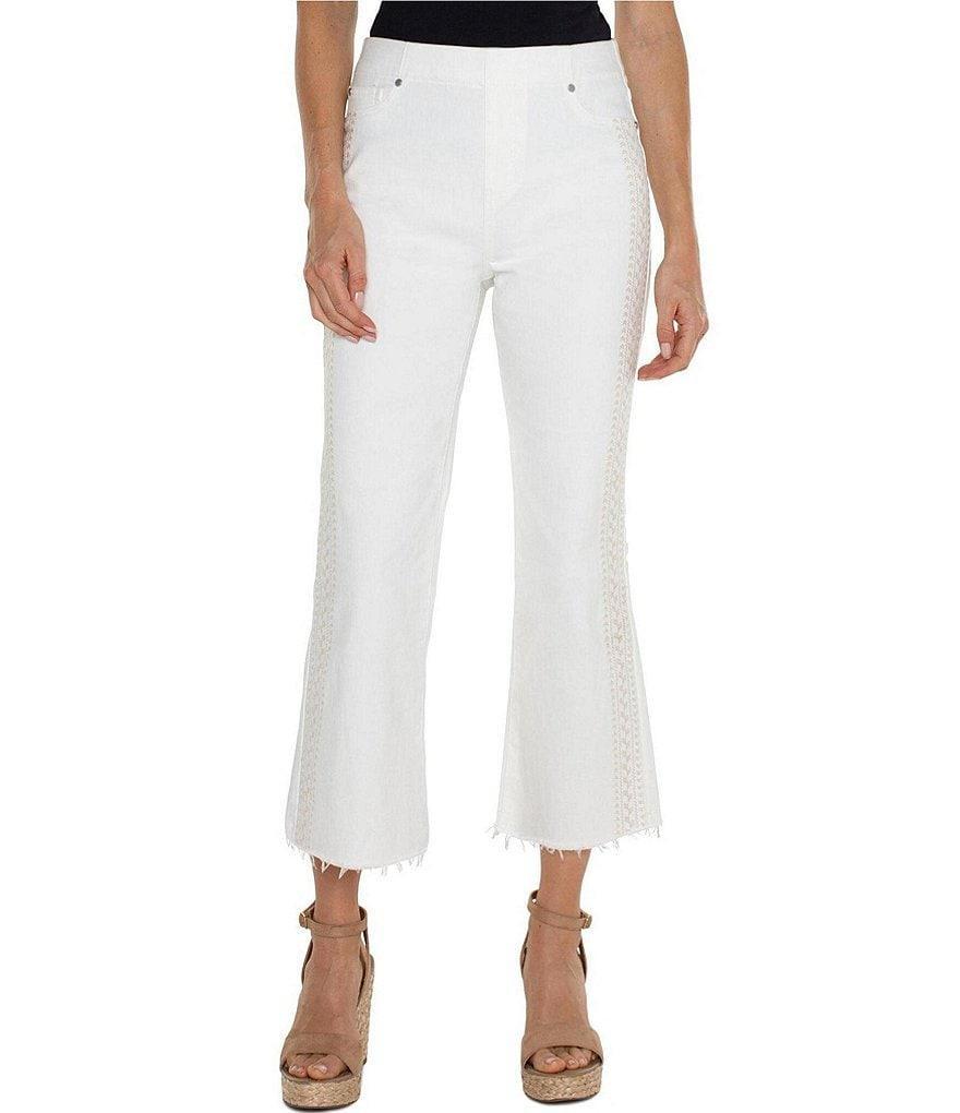 Liverpool Los Angeles Chloe Embroidered Cropped Flare Pants Product Image