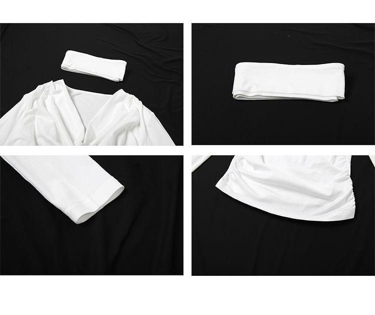 Long-Sleeve V-Neck Plain Top Product Image