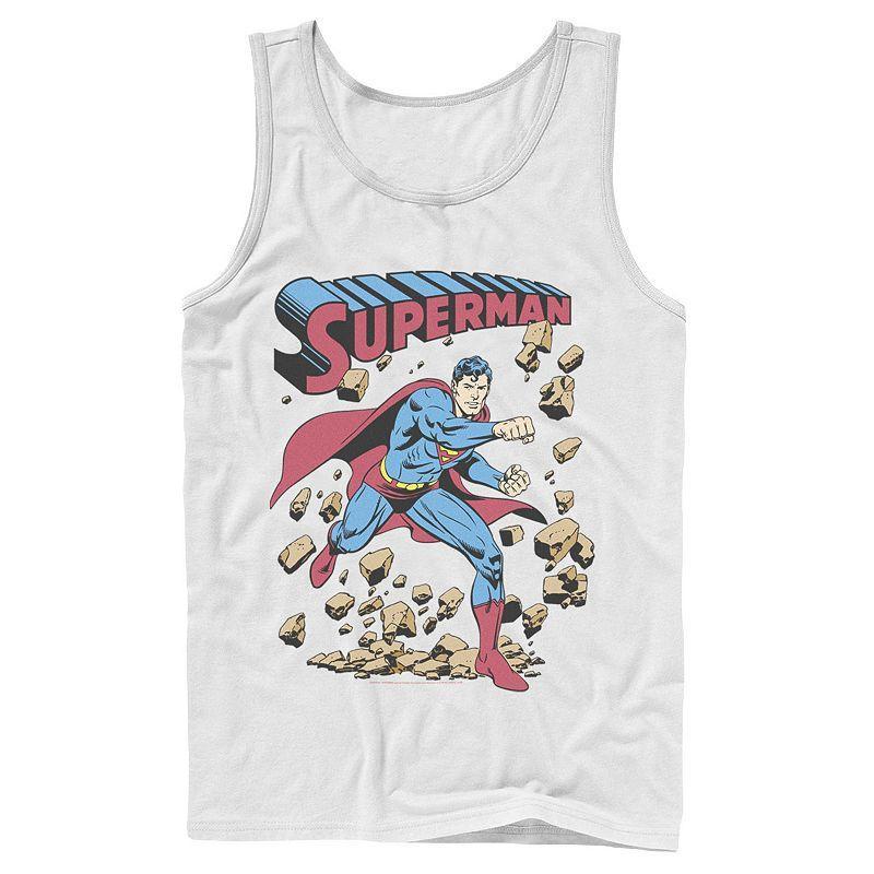 Mens DC Comics Superman Smash Rocks Vintage Poster Tank Top Product Image