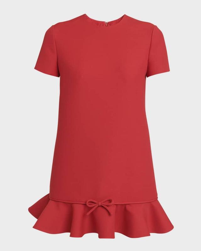 Ruffle Hem Mini Dress with Bow Detail Product Image