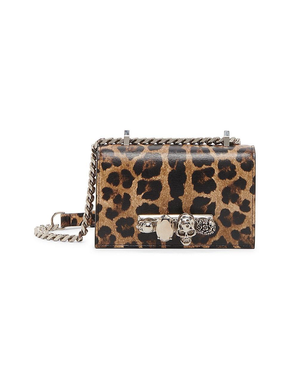 Womens Jewelled Leopard-Print Satchel Product Image