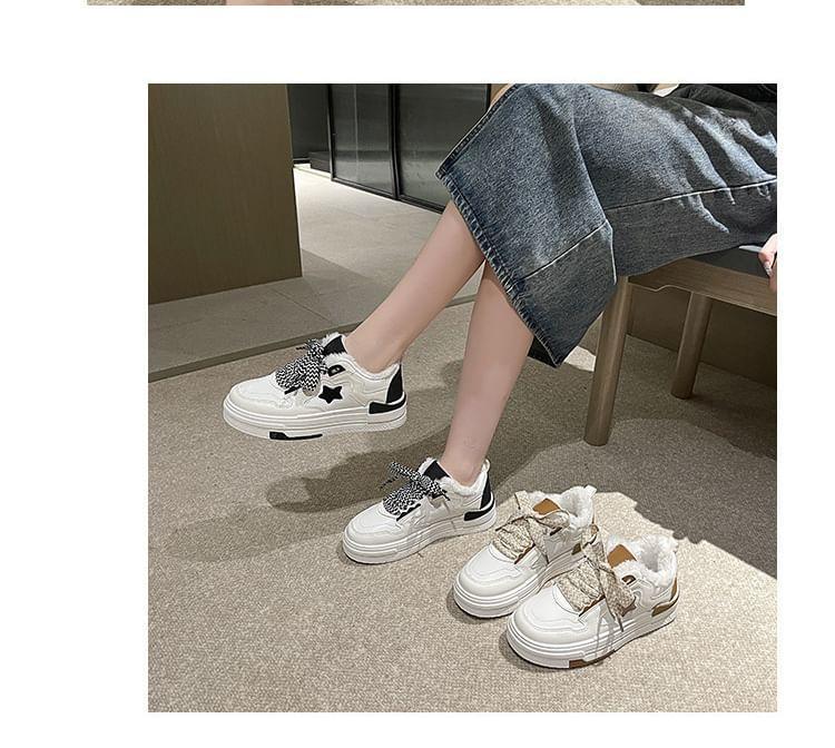 Star Patterned Lace-Up Platform Sneakers Product Image