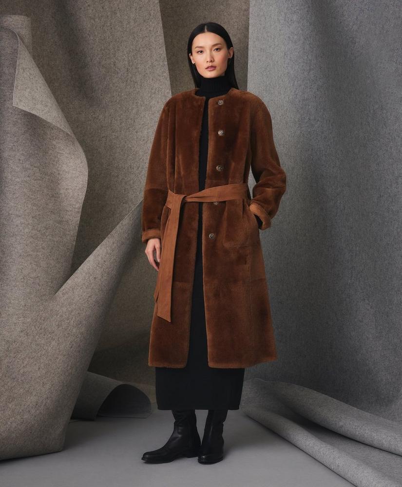 Reversible Belted Shearling Coat Product Image