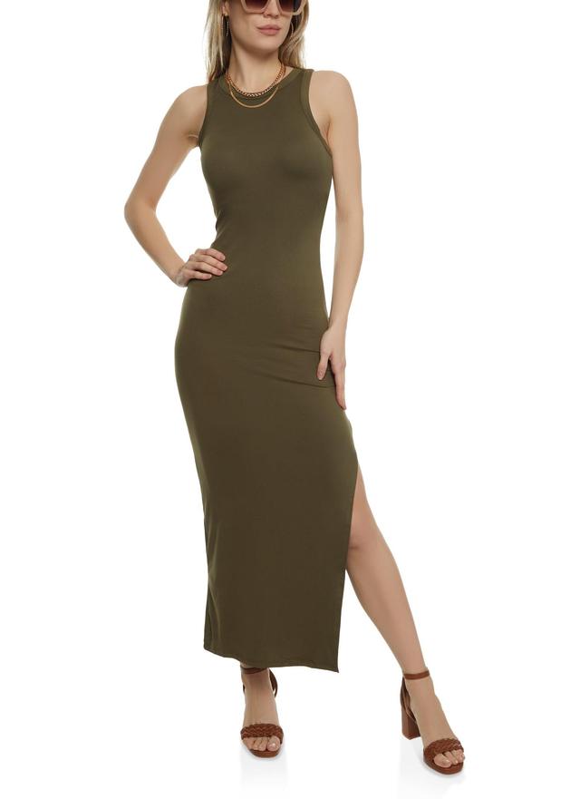 Womens Basic Side Slit Maxi Tank Dress Product Image