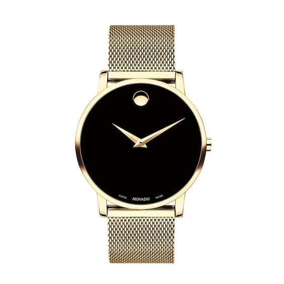 Men's Movado MuseumÂ® Gold-Tone Watch with Black Dial (Model: 0607396) Product Image