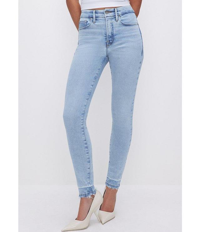 Good American Good Legs Mid Rise Skinny Ankle Length Raw Hem Jeans Product Image